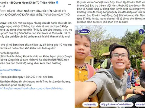 Mạng xã hội tràn ngập hạnh phúc với chương trình "triệu ly sữa yêu thương, triệu nụ cười hạnh phúc" của Vinamilk